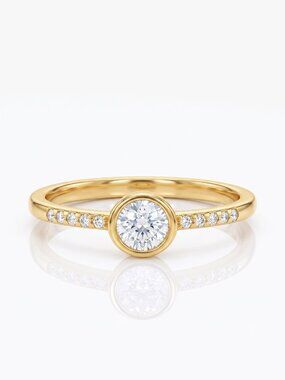 Dainty Gold ring with round gemstone, 925 Sterling Silver with 10k gold finish